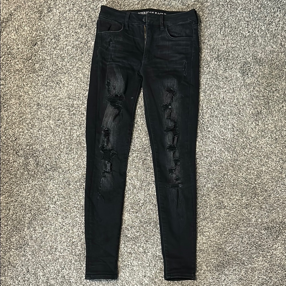 American Eagle Outfitters Black Jeggings Distressed